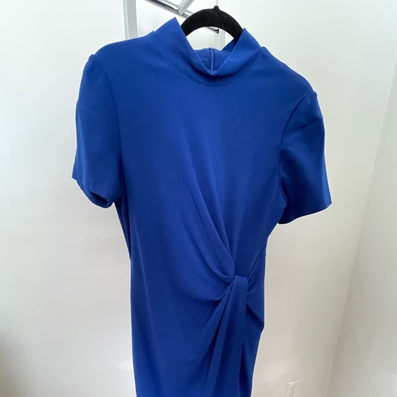 Tahari Mock Neck Stretch Crepe Sheath Dress - Picture 2 of 5